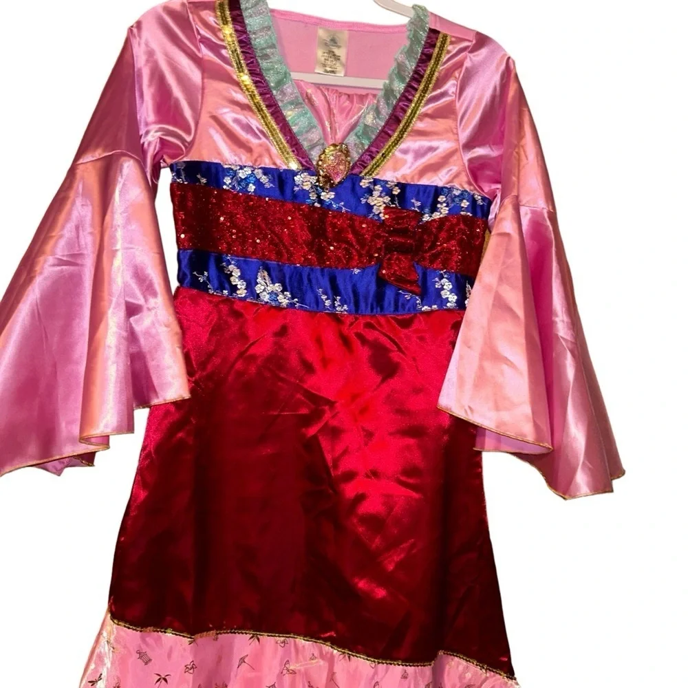 Disney Parks Princess Mulan Pink floral sequins costume kids Dress size 9/10